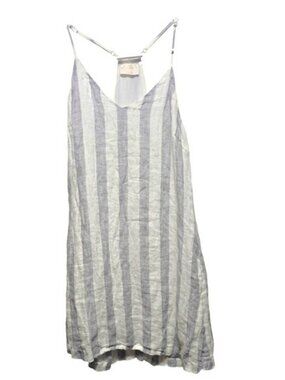 Allie‎ Rose Linen Striped Sleeveless Mini Dress Casual Summer Beach Cover Up